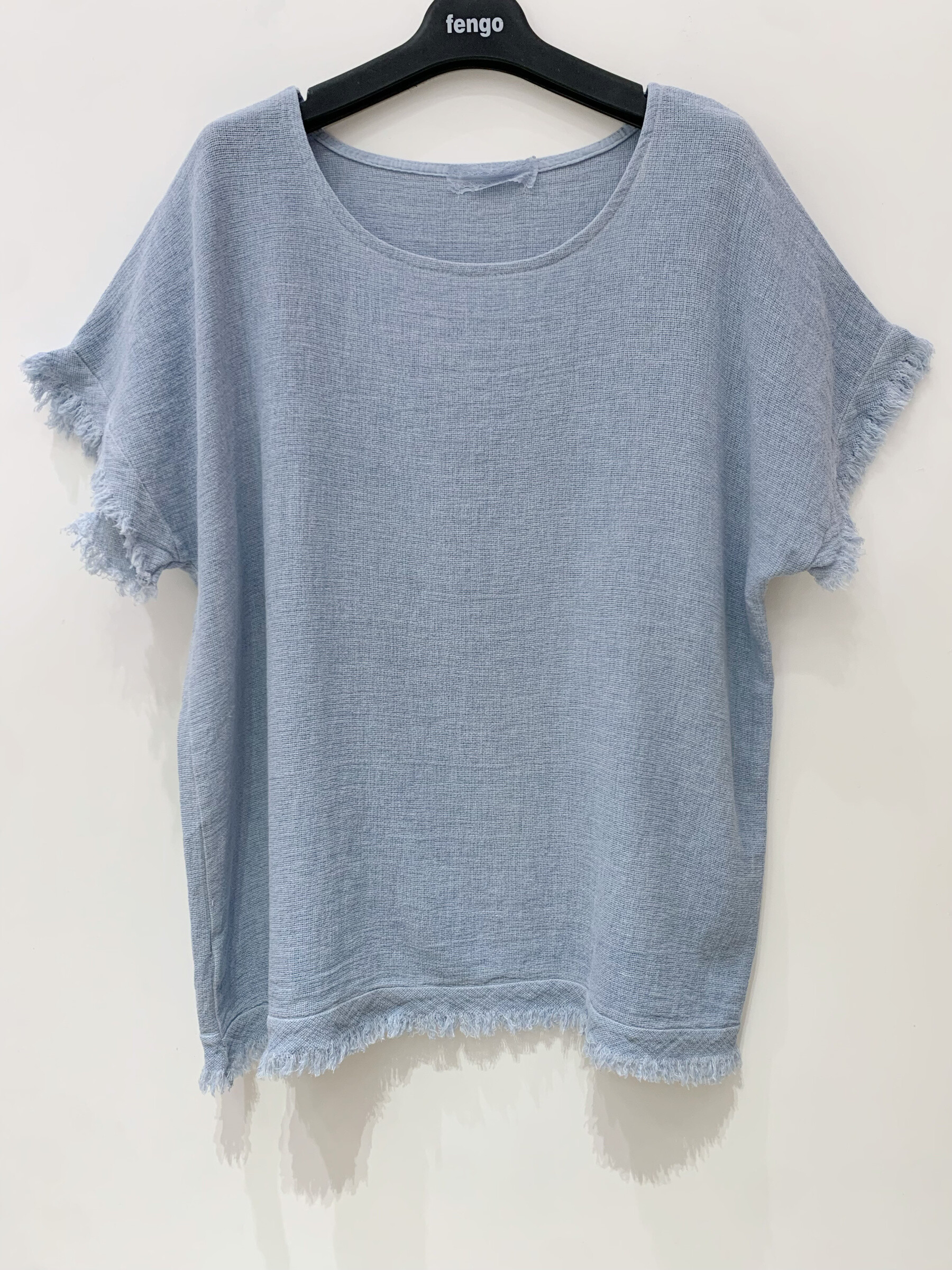 Großhändler Fengo by Pretty Collection - Basic-T-Shirt aus Leinen/Baumwolle