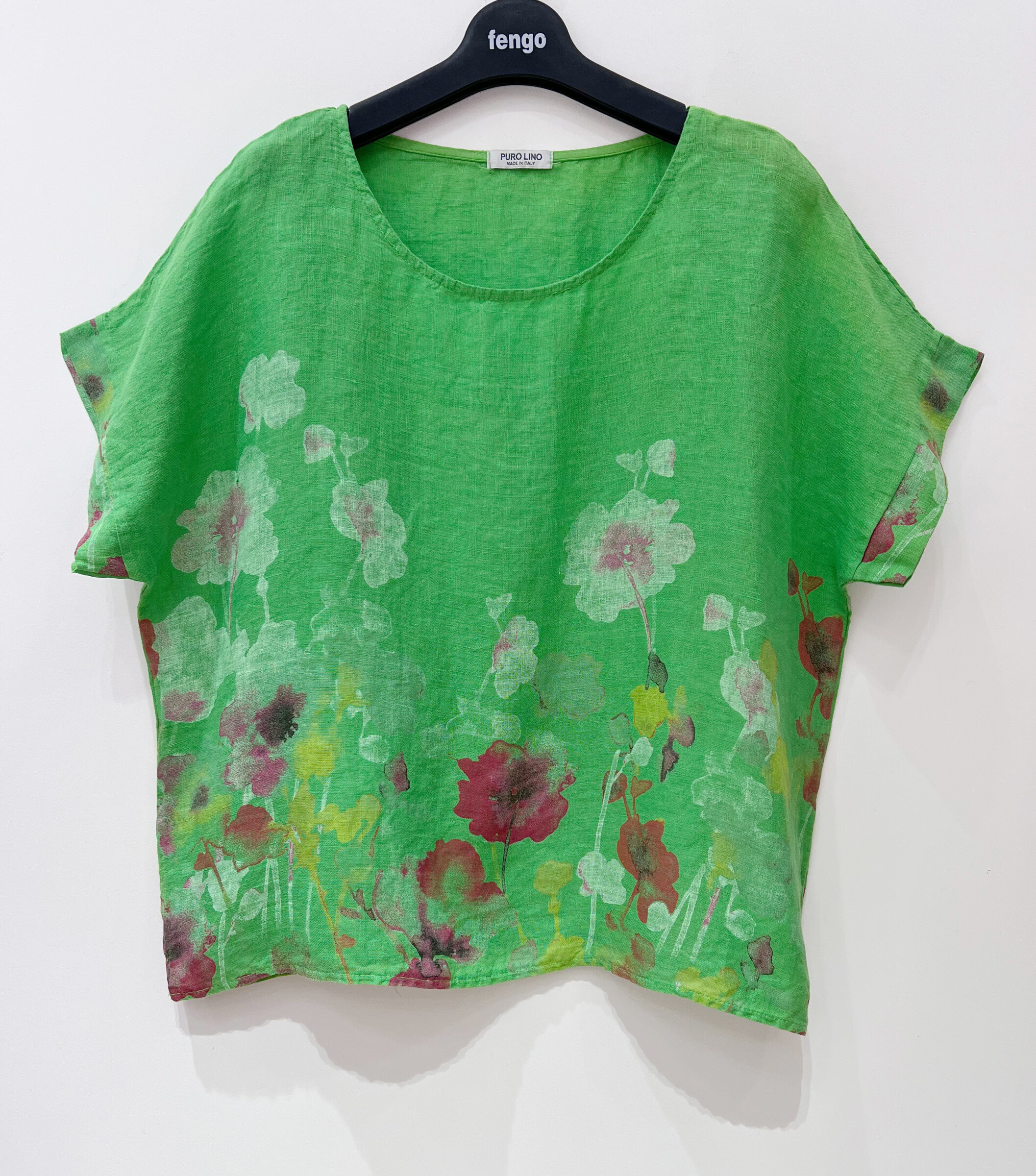 Großhändler Fengo by Pretty Collection - Leichtes 100% Leinen T-Shirt mit Blumenmuster
