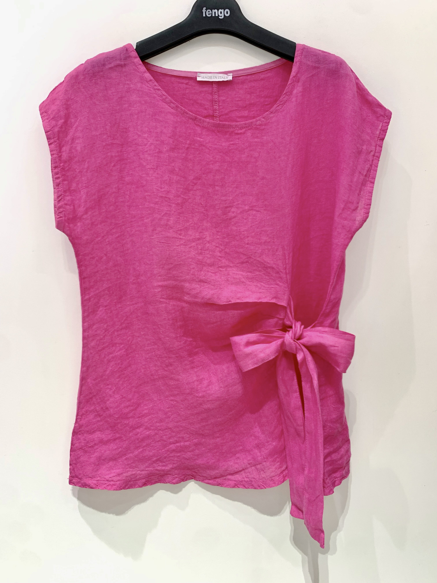 Grossista Fengo by Pretty Collection - Top senza maniche con nodo, in lino 100%
