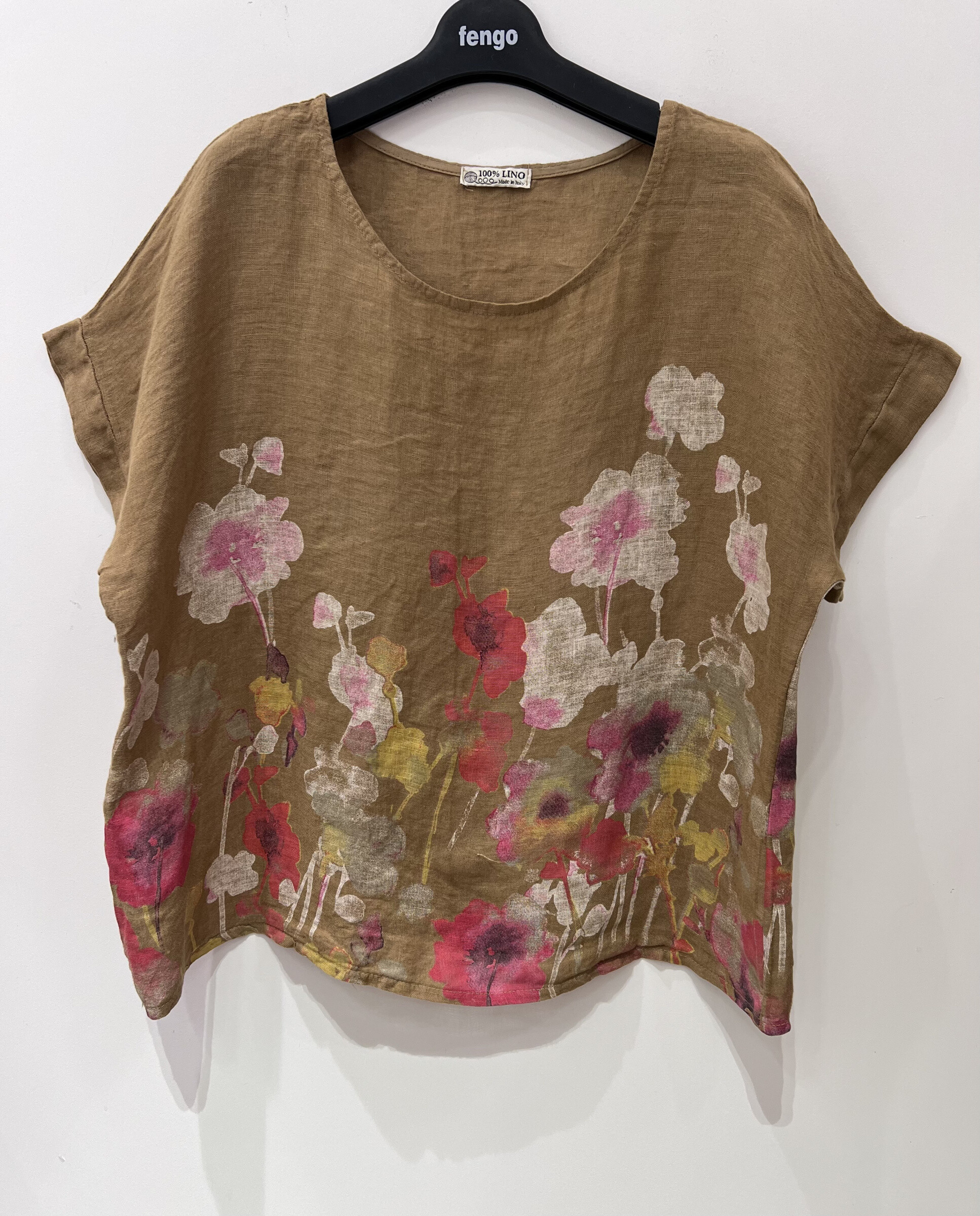 Mayorista Fengo by Pretty Collection - Camiseta de lino con estampado floral.