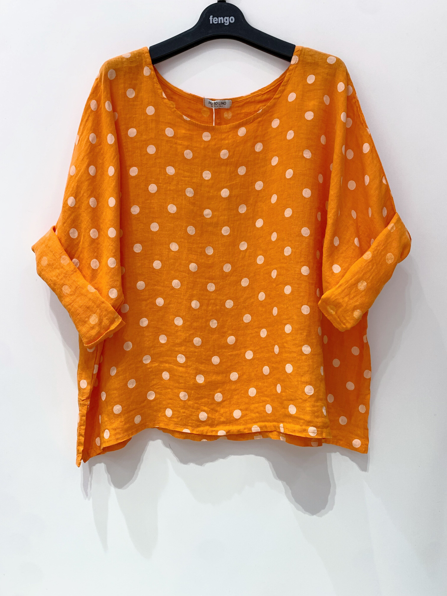 Mayorista Fengo by Pretty Collection - Blusa amplia de lino, lunares