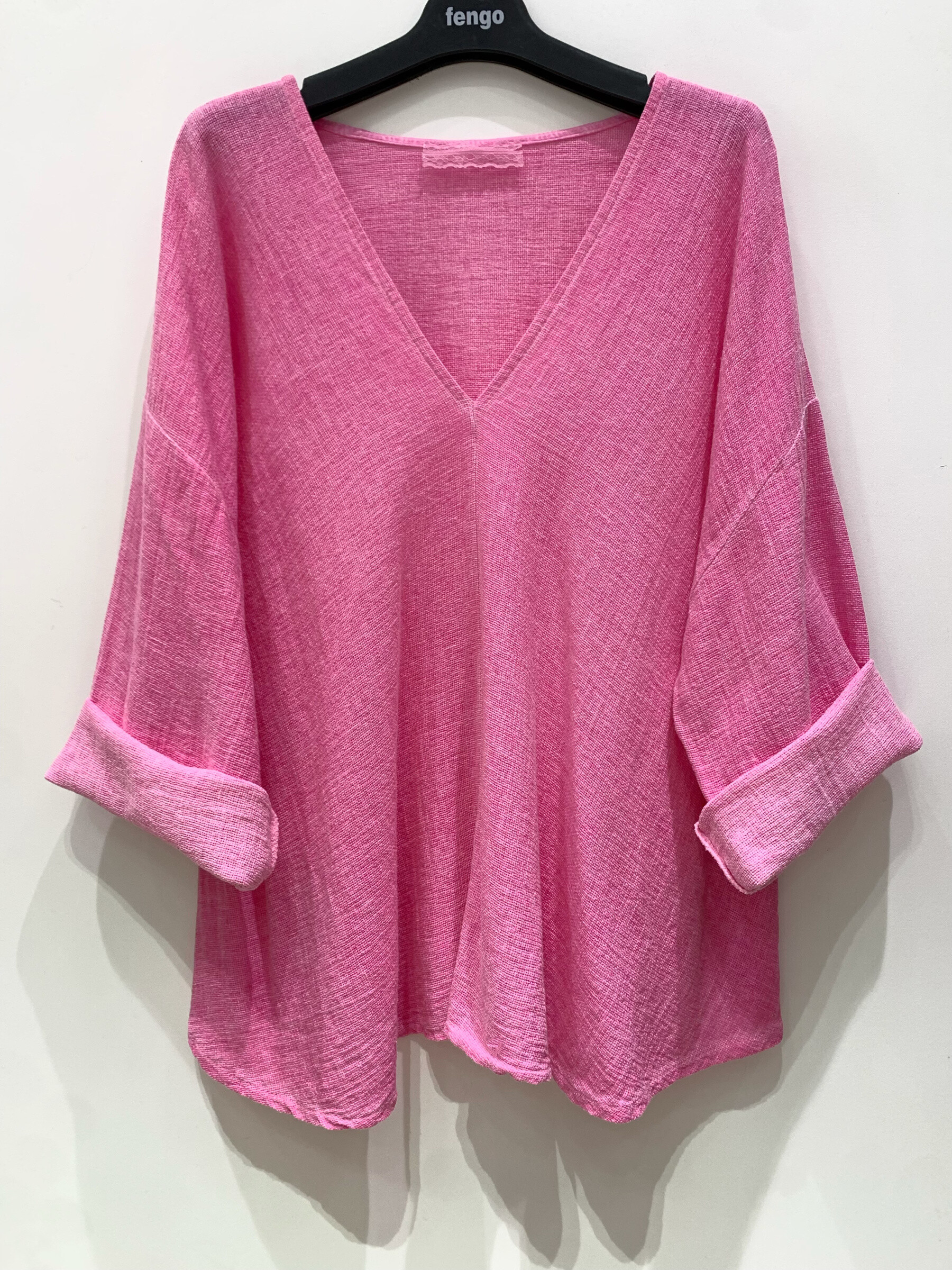 Wholesaler Fengo by Pretty Collection - Shirt with collar and long sleeves, in linen/cotton