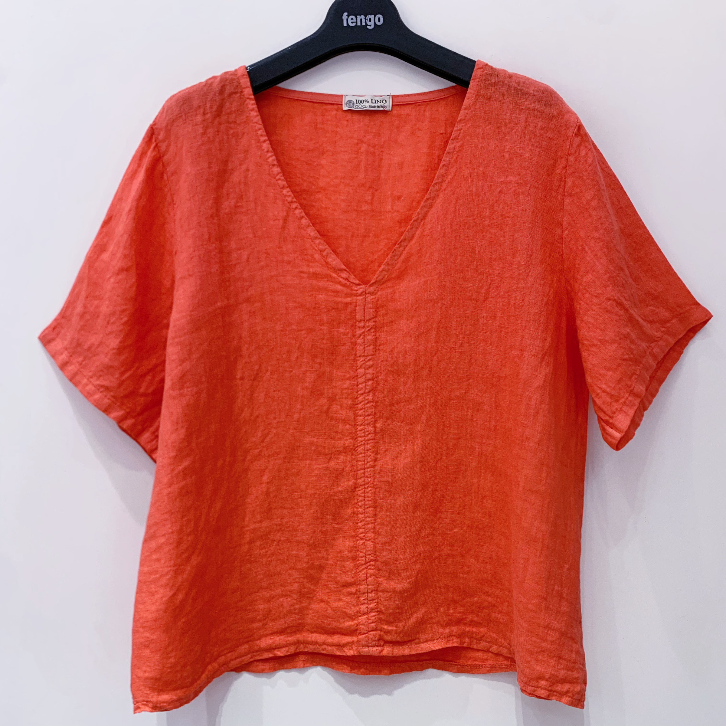 Großhändler Fengo by Pretty Collection - Basic V-Ausschnitt Leinen T-Shirt
