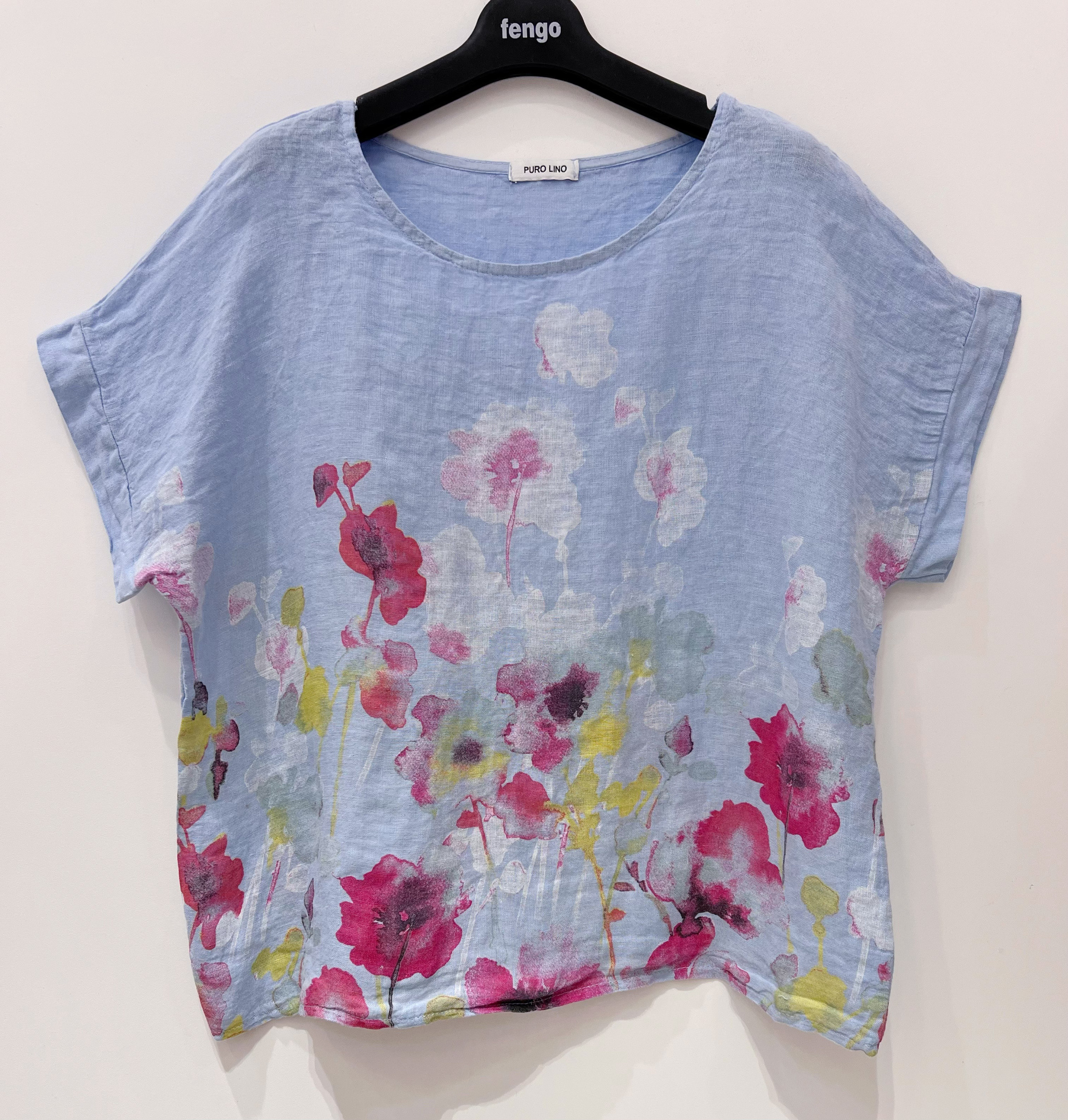 Grossiste Fengo by Pretty Collection - T-shirt en lin avec imprimé fleuri