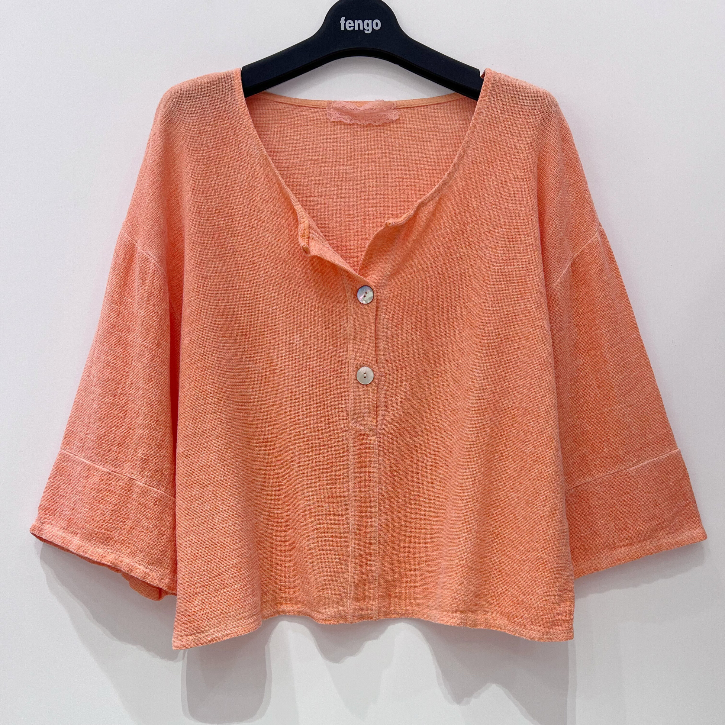 Mayorista Fengo by Pretty Collection - 3/4 blusa de manga en lino/mezcla de algodón
