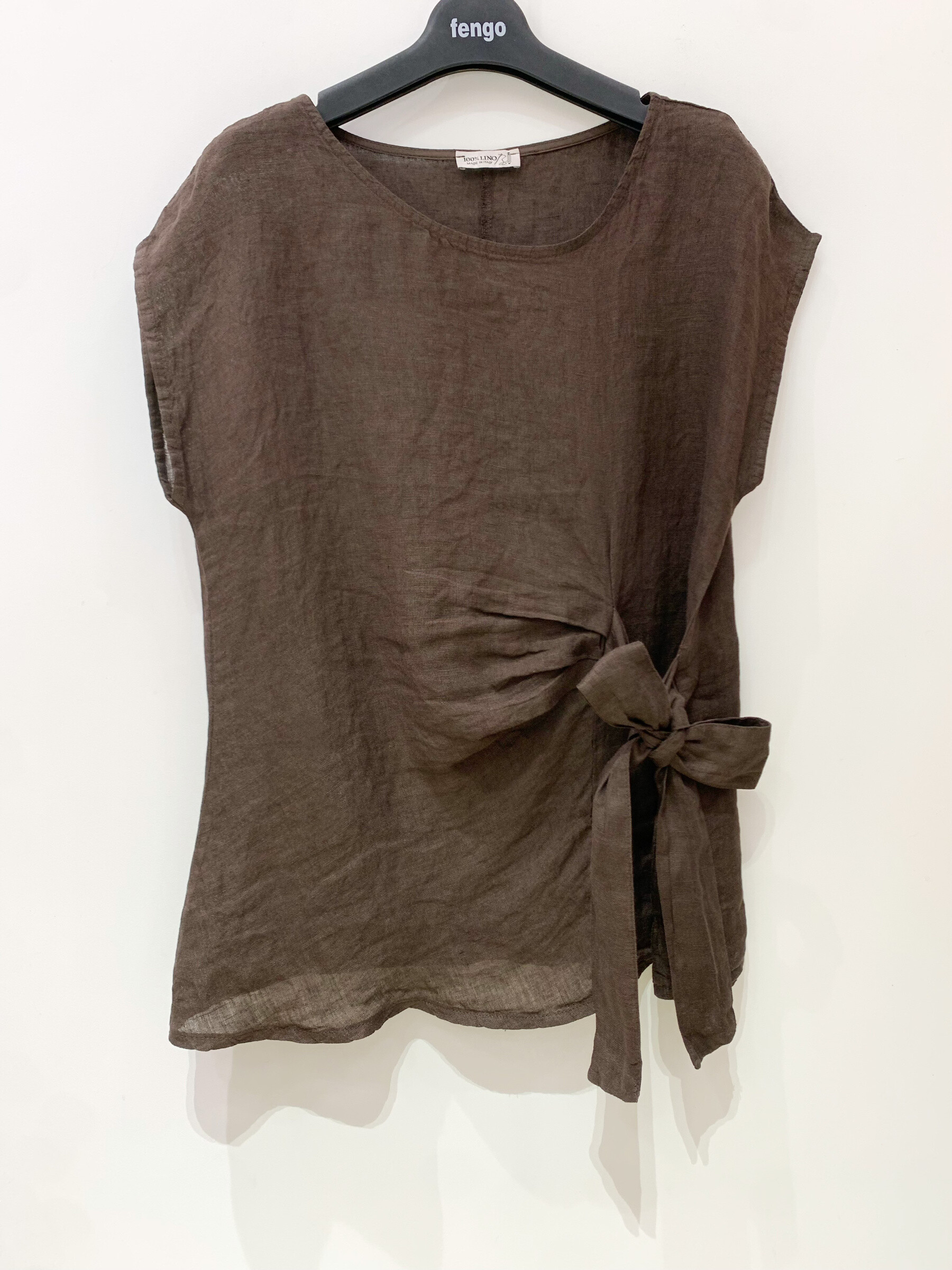 Großhändler Fengo by Pretty Collection - Ärmelloses Leinentop mit Schleife