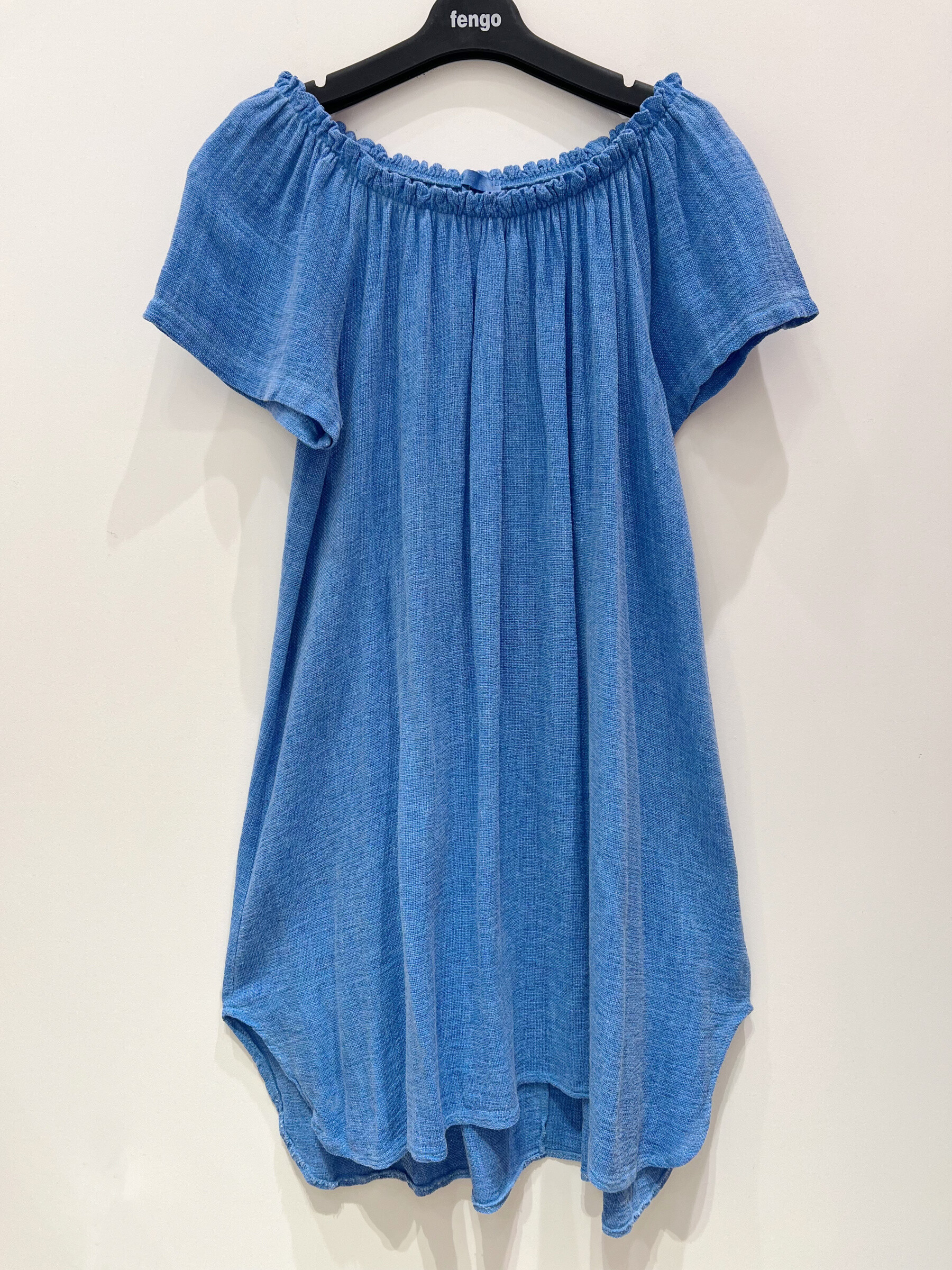 Wholesaler Fengo by Pretty Collection - Shortly shown shoulder dress, in linen/cotton mixture
