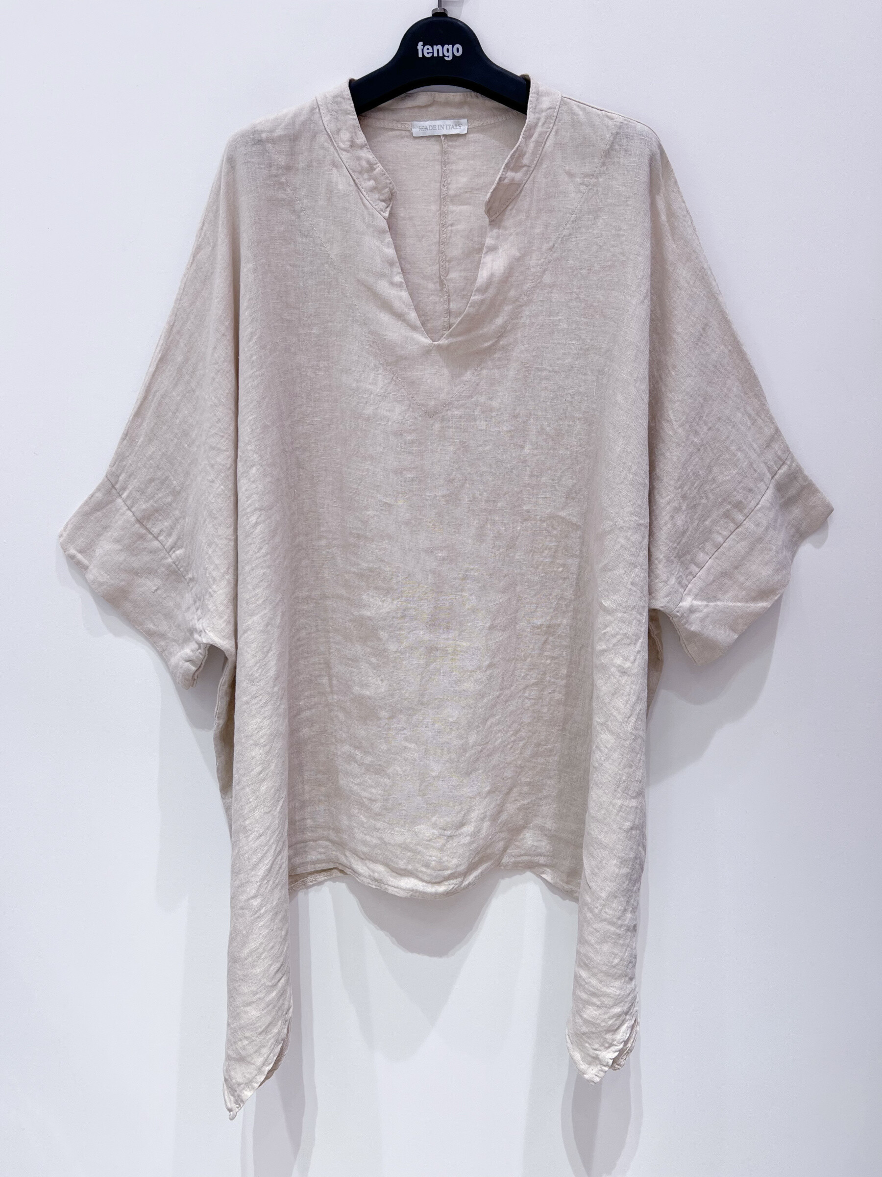 Großhändler Fengo by Pretty Collection - Weite Leinenbluse - „Poncho“