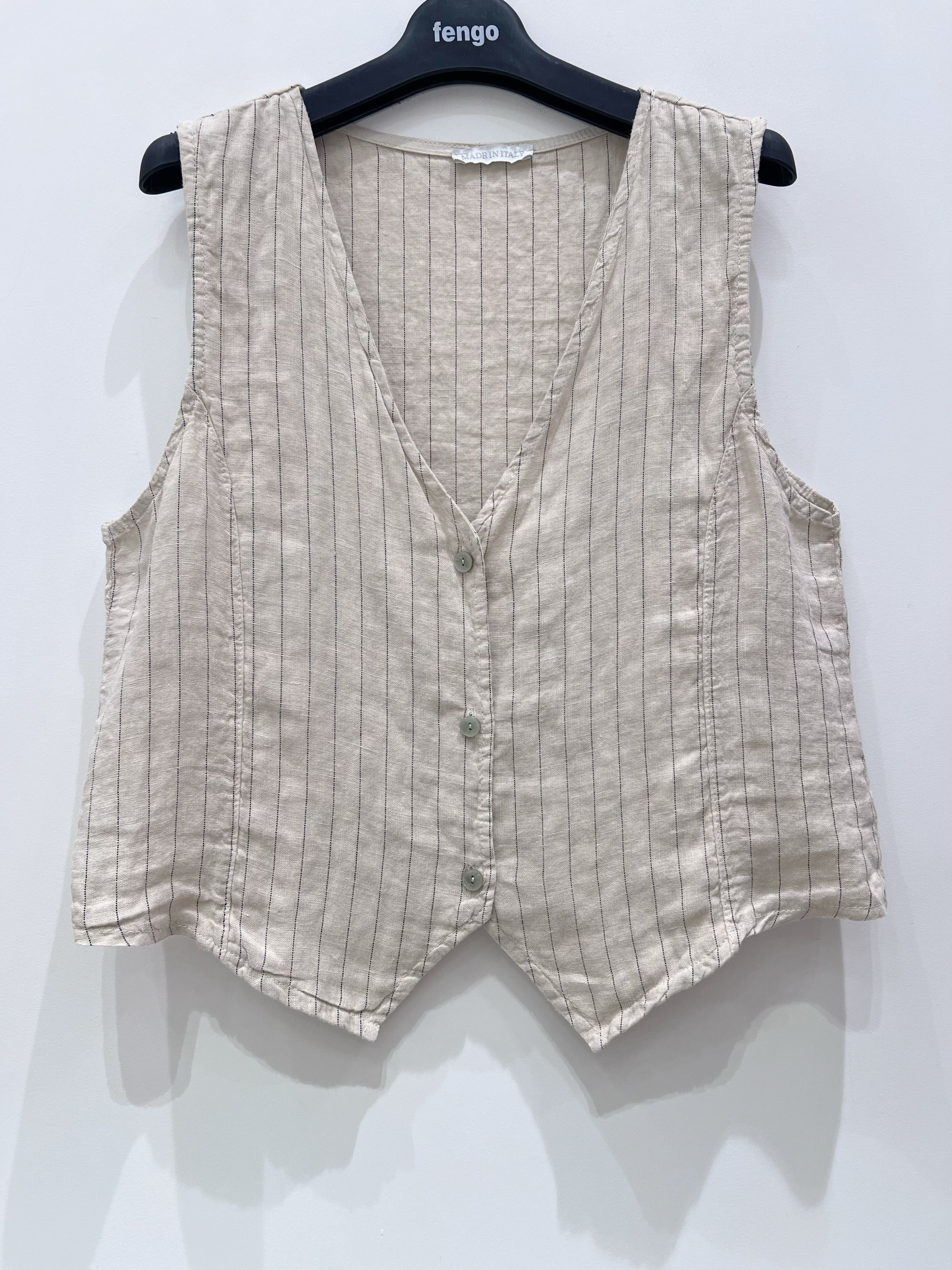 Wholesaler Fengo by Pretty Collection - Striped linen sleeveless vest