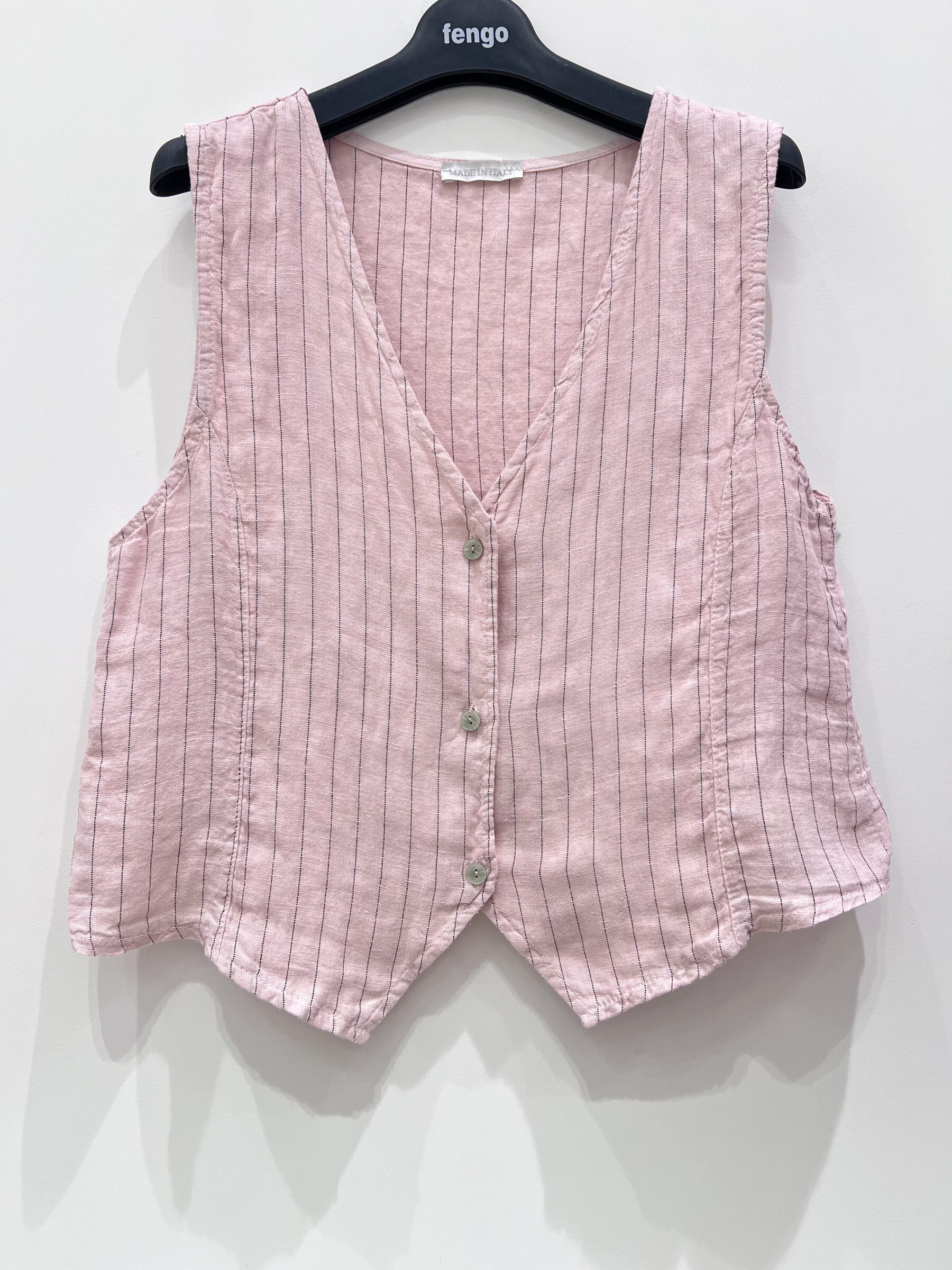 Grossiste Fengo by Pretty Collection - Veston  ⁄  ⁄  Gilet de costume rayé sans manches en lin 100%