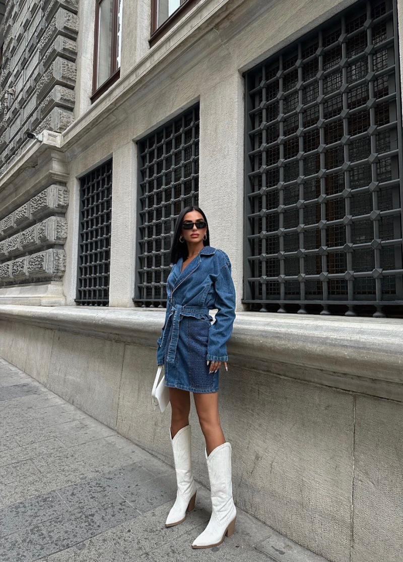 Grossista FENOMEN - Abito di giacca di jeans e minigonna con dettaglio di strass