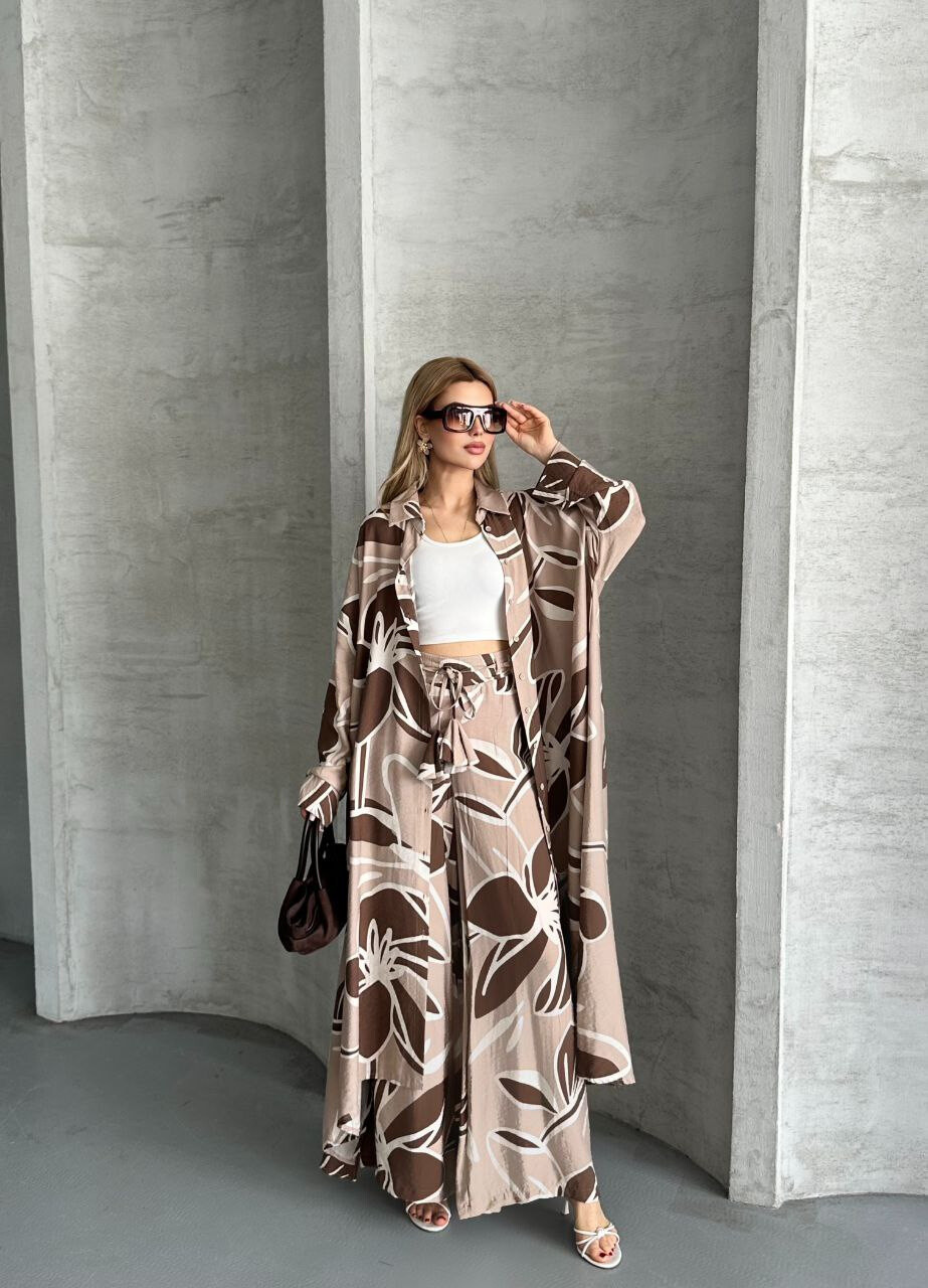 Wholesaler FENOMEN - Long Shirt & Wide Leg Pants Set in Viscose