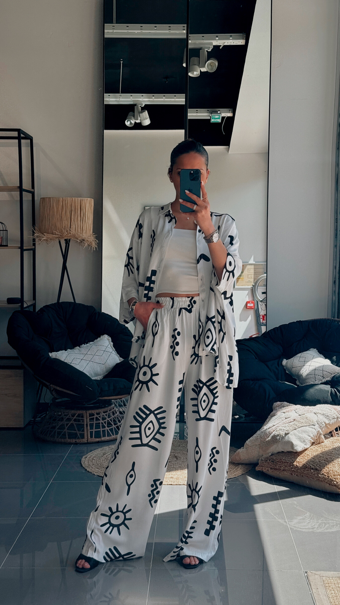 Wholesaler FENOMEN - Viscose set Loose buttoned shirt and matching evasive pants