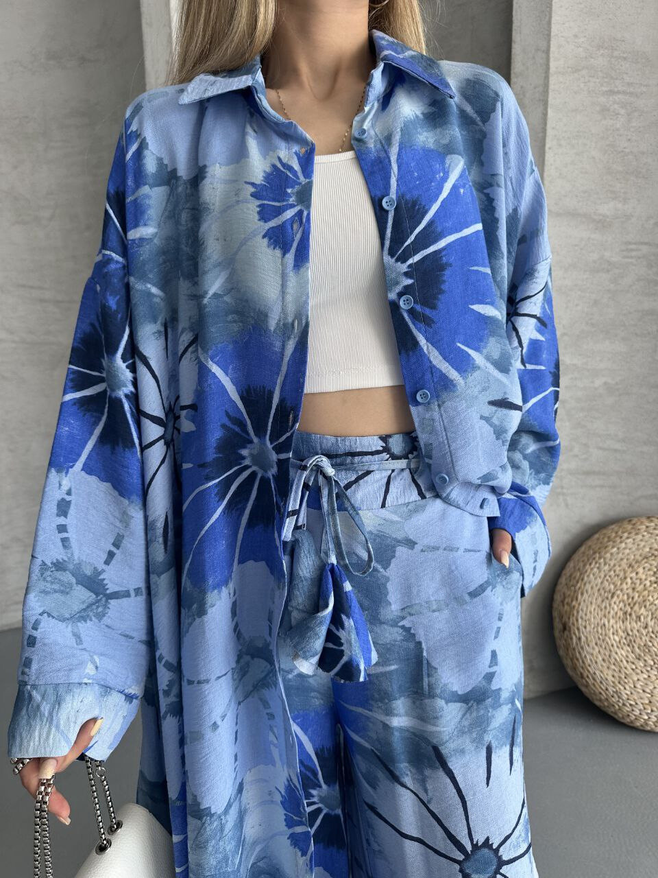 Wholesaler FENOMEN - Long Shirt & Wide Leg Pants Set in Viscose