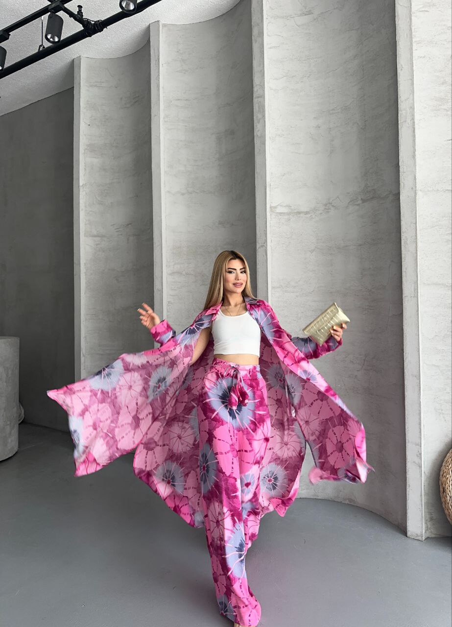 Wholesaler FENOMEN - Long Shirt & Wide Leg Pants Set in Viscose