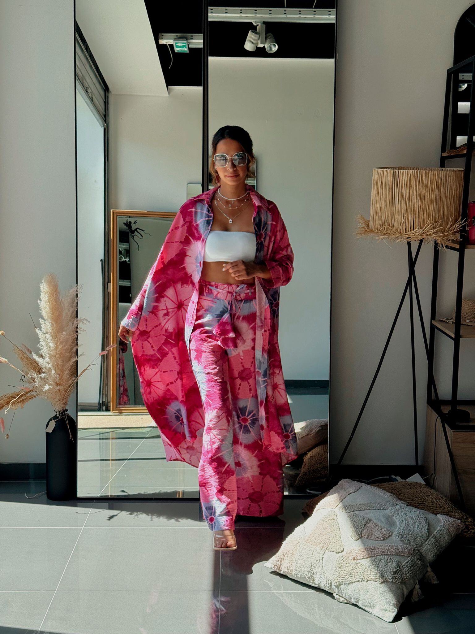Wholesaler ASHILDA BY FENOMEN - Long Shirt & Wide Leg Pants Set in Viscose