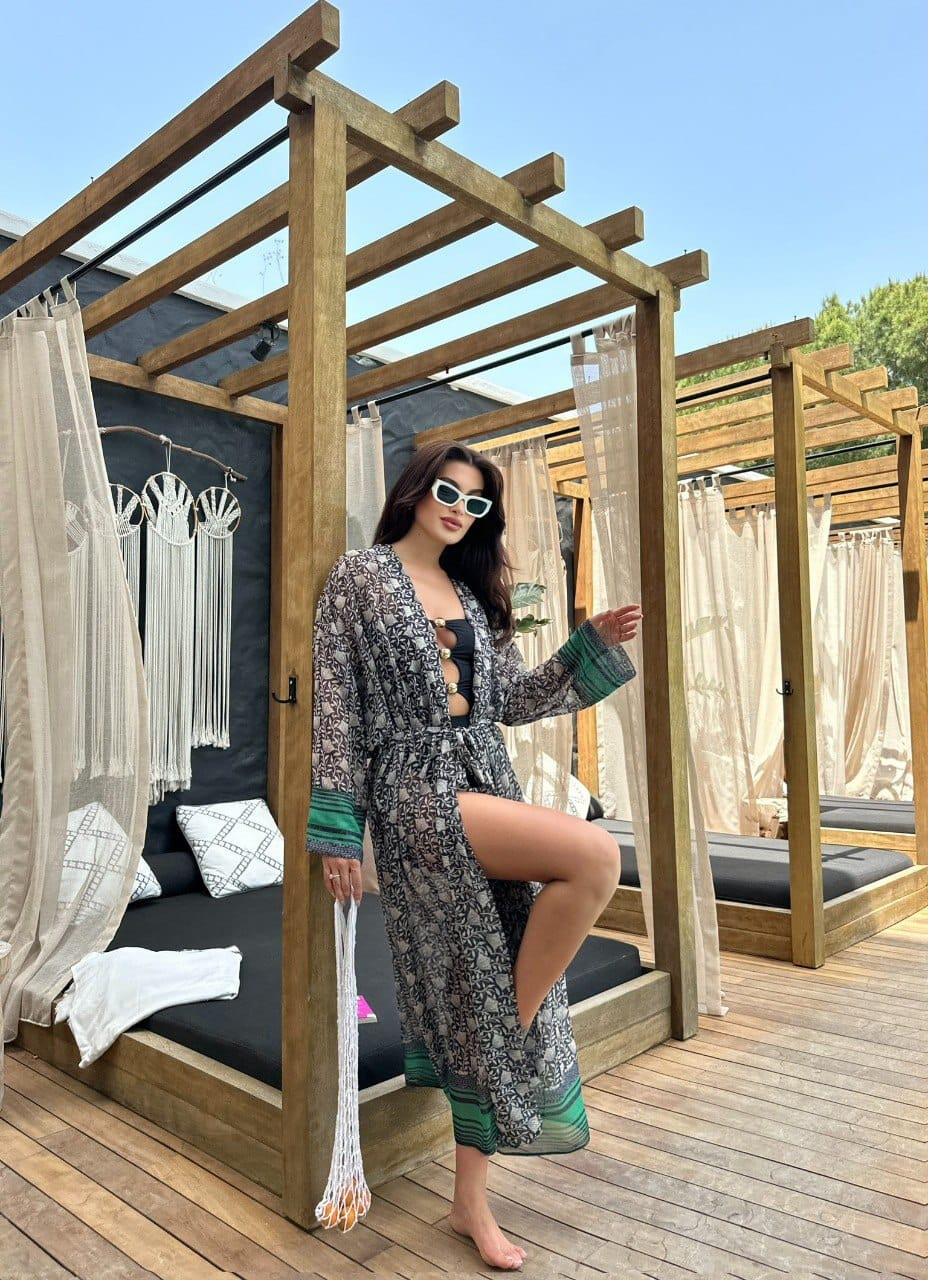 Grossista FENOMEN - Maniche lunghe di kimono lunghe con cravatta alla vita