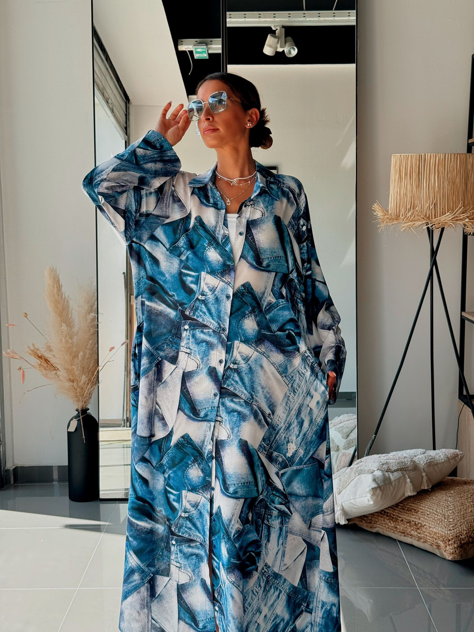 Wholesaler FENOMEN - Printed Jeans Tunic in Viscose