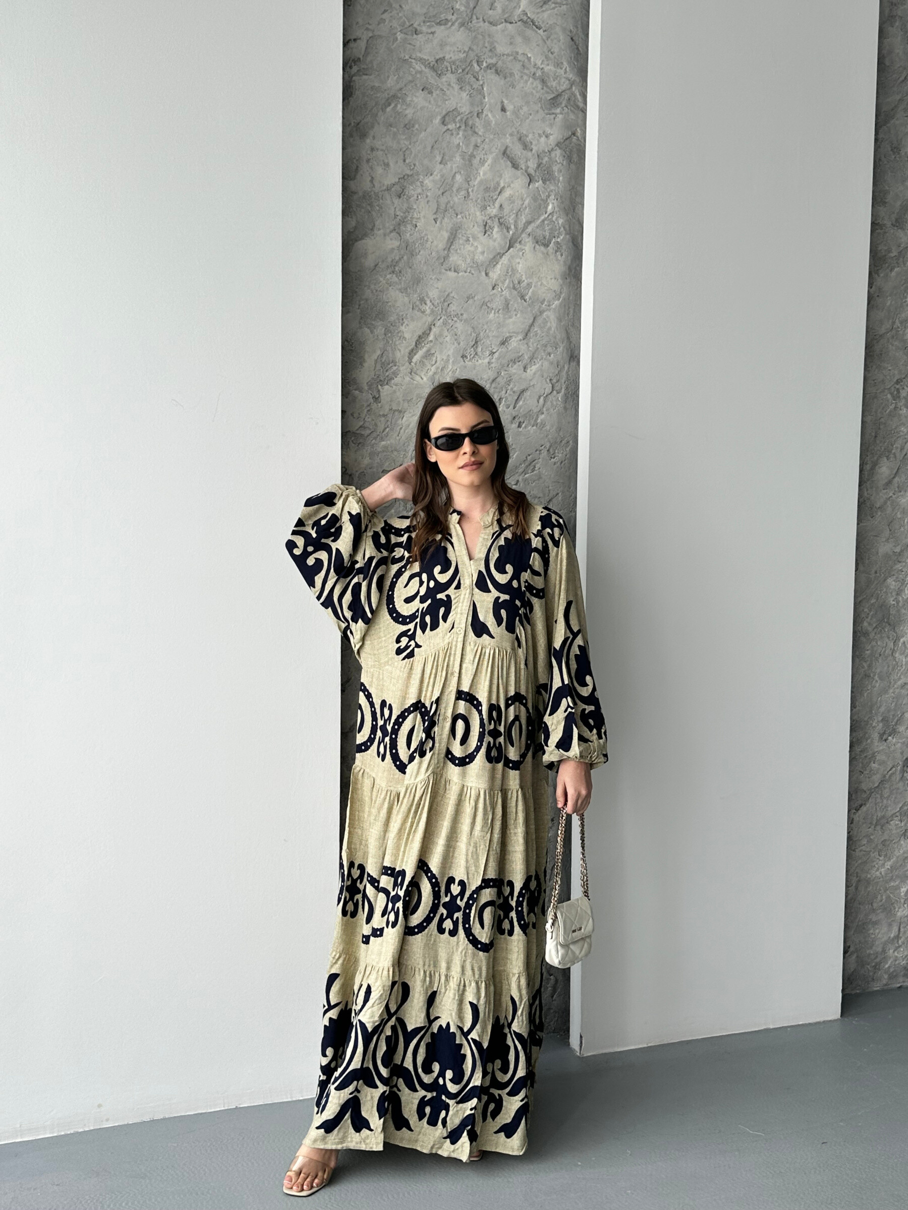 Grossiste FENOMEN - Robe Longue Bohème Chic à Motifs Ethniques