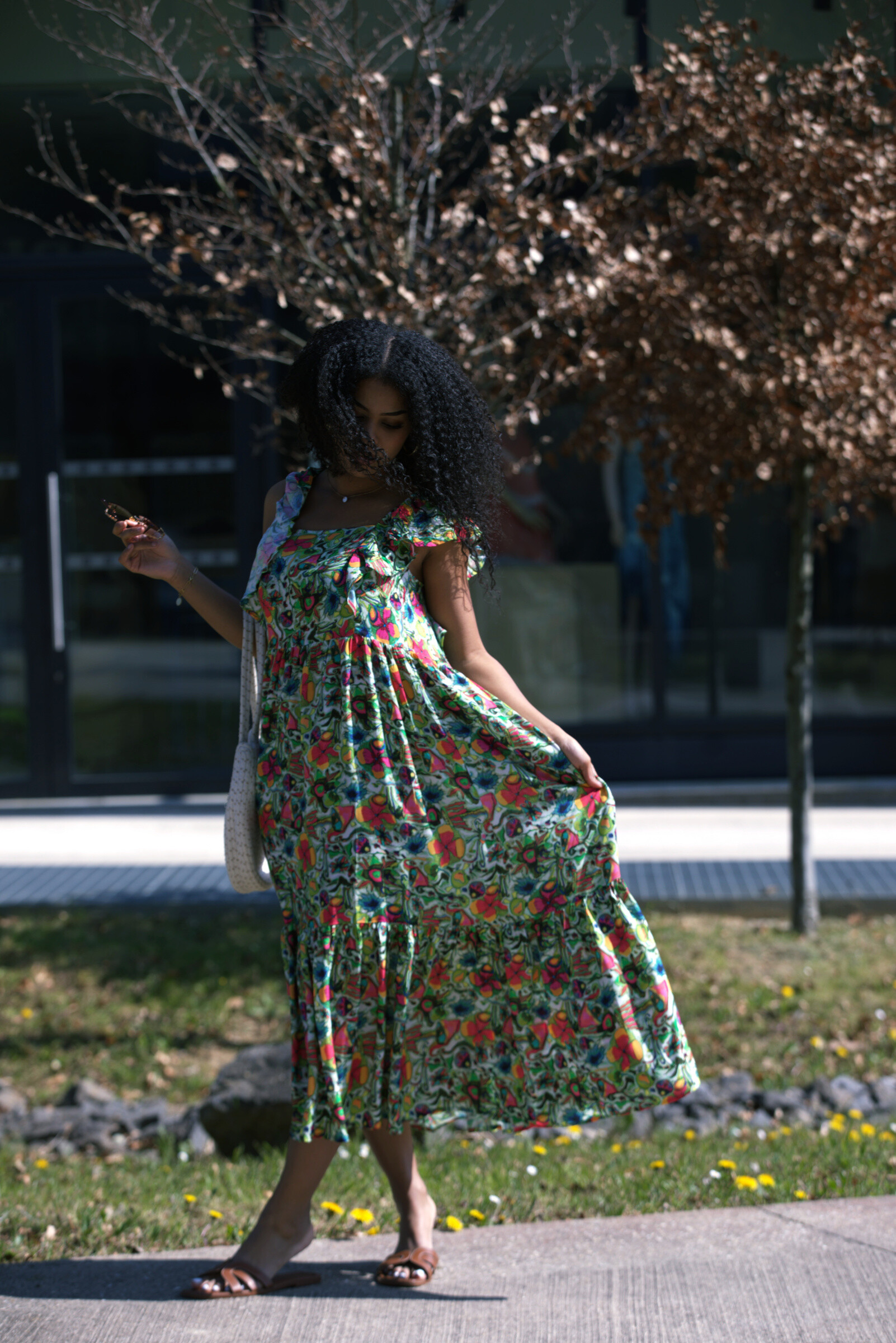 Grossiste FENOMEN - Robe longue fluide à imprimé floral coloré - Avec Coton