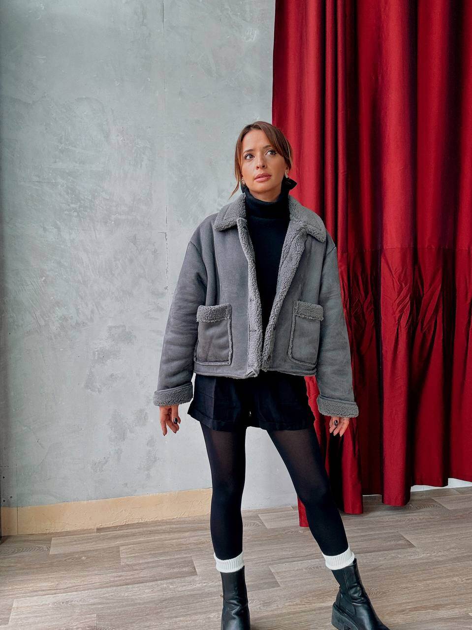 Grossiste ASHILDA PARIS - Veste Courte Doublée Effet Mouton - Oversize