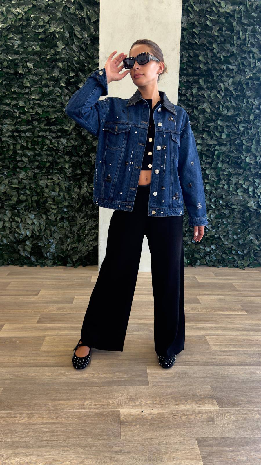 Wholesaler ASHILDA PARIS - Long Sleeve Denim Jacket with Sequins and Rhinestones
