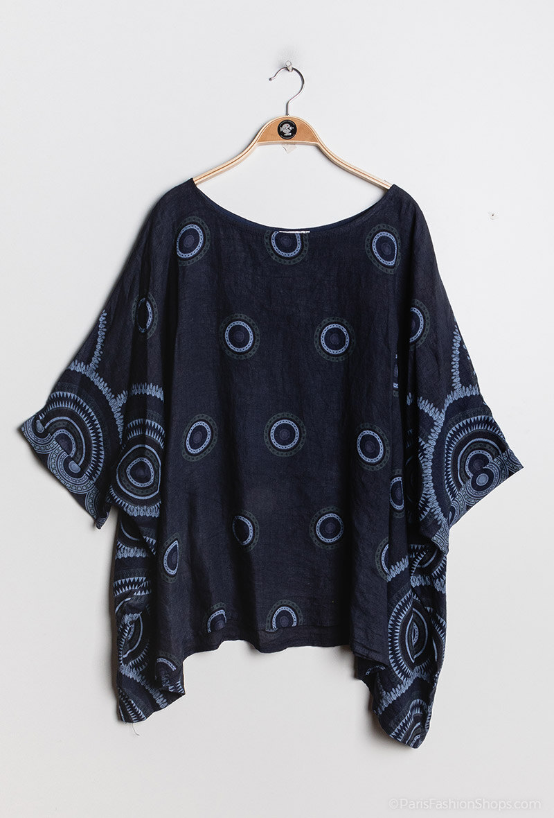 Wholesaler Fidèle - Patterned linen loose blouse