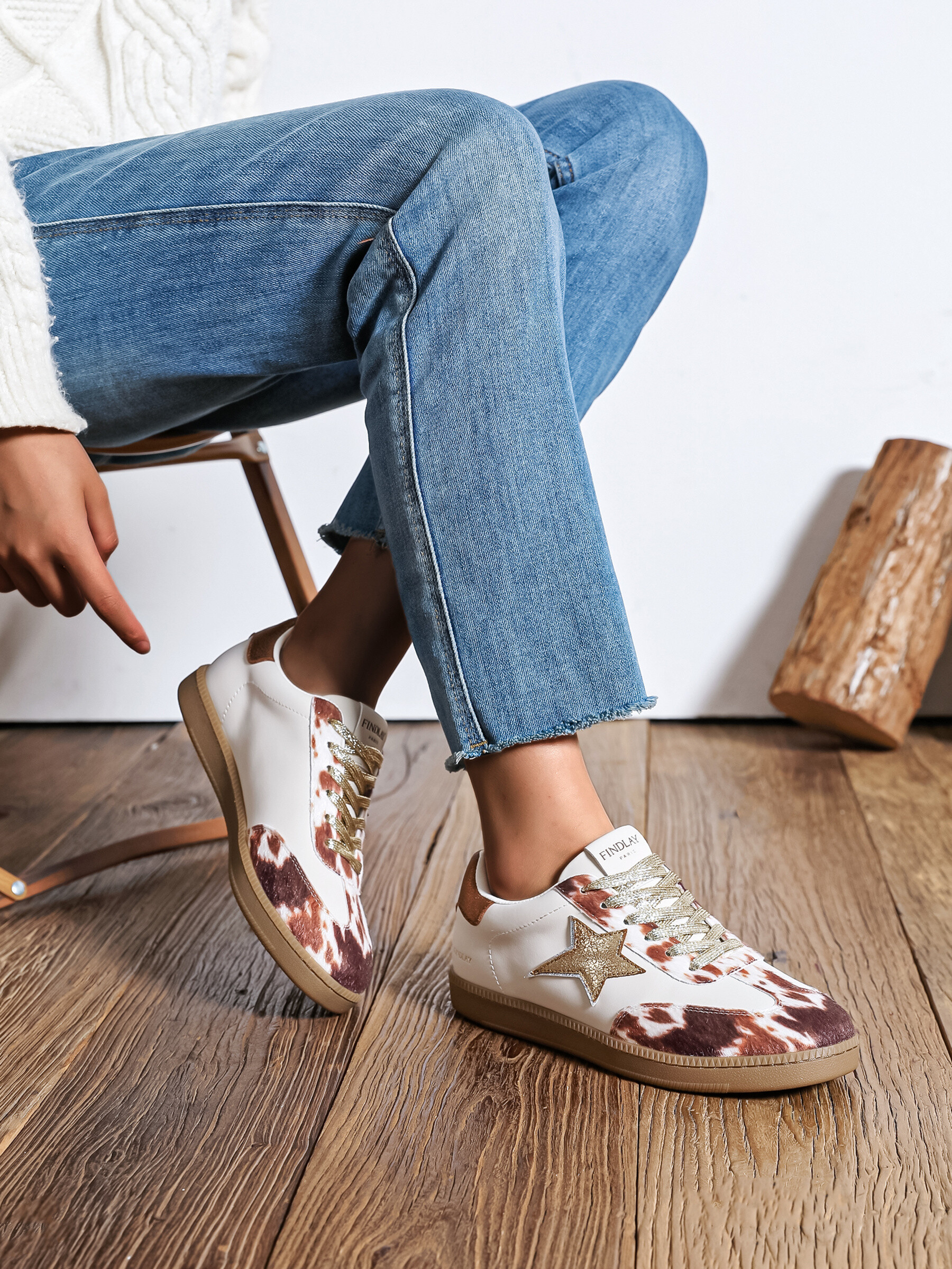 Grossista FINDLAY / COVANA - Sneakers in cavallino o mucca marrone