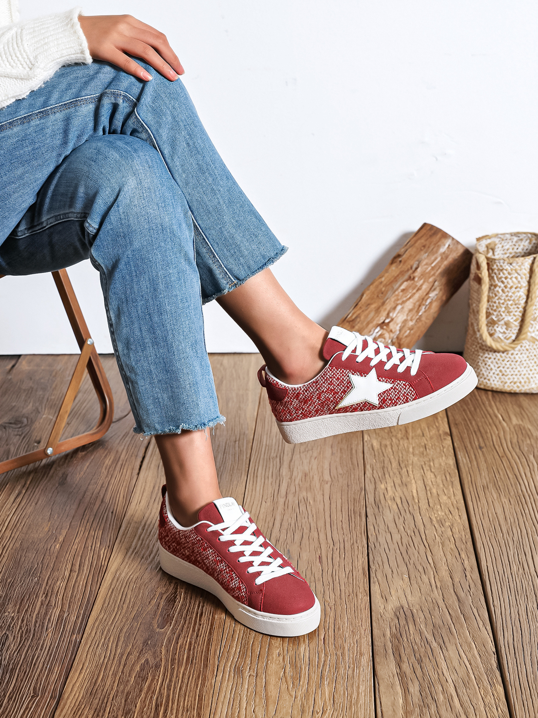 Mayorista COVANA / FINDLAY - Zapatillas rojas de tweed
