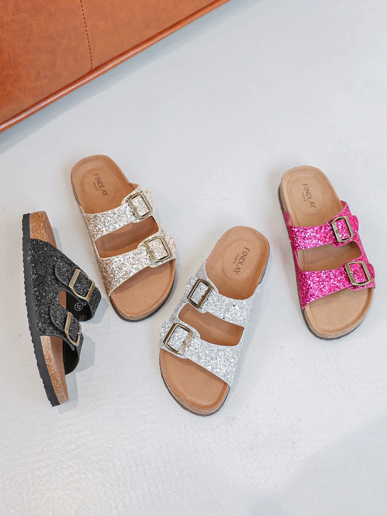 Double-strap sequined mules for women, perfect for spring/summer, 100% synthetic, made in China. Perfect for brightening up your days.