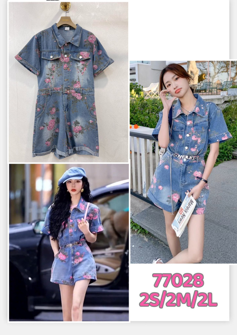 Grossista Flam Mode - Tuta in denim floreale