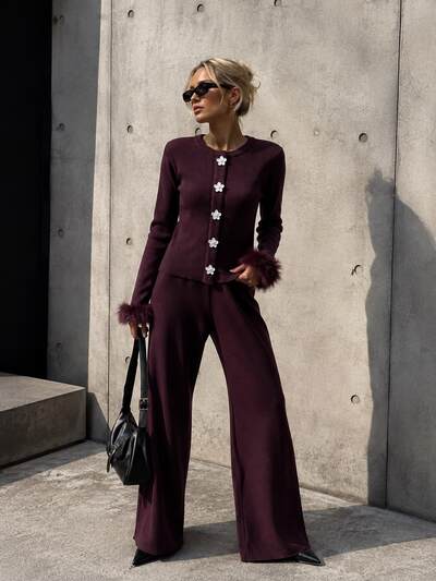 Grossiste Flam Mode - Ensemble maille à détails fourrés Grossiste Flam Mode - Ensemble maille à détails fourrés