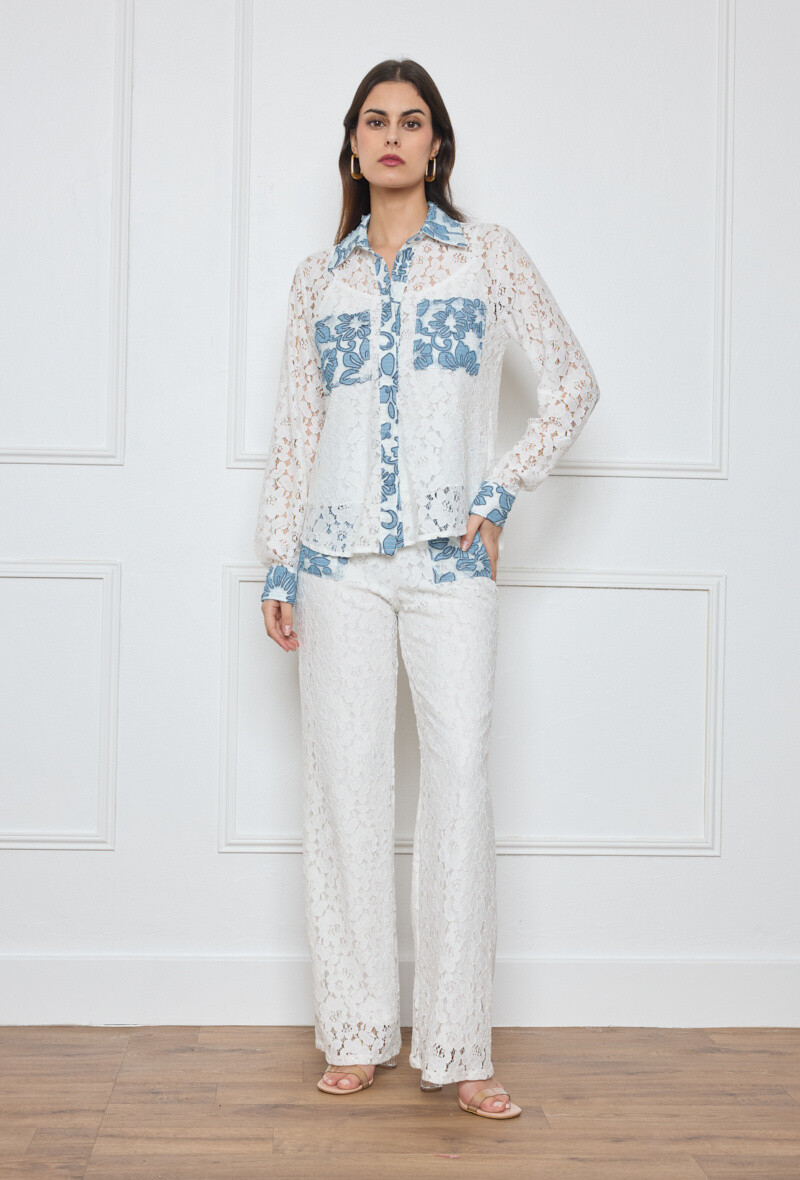 Wholesaler Flam Mode - Lace together shirt and pants