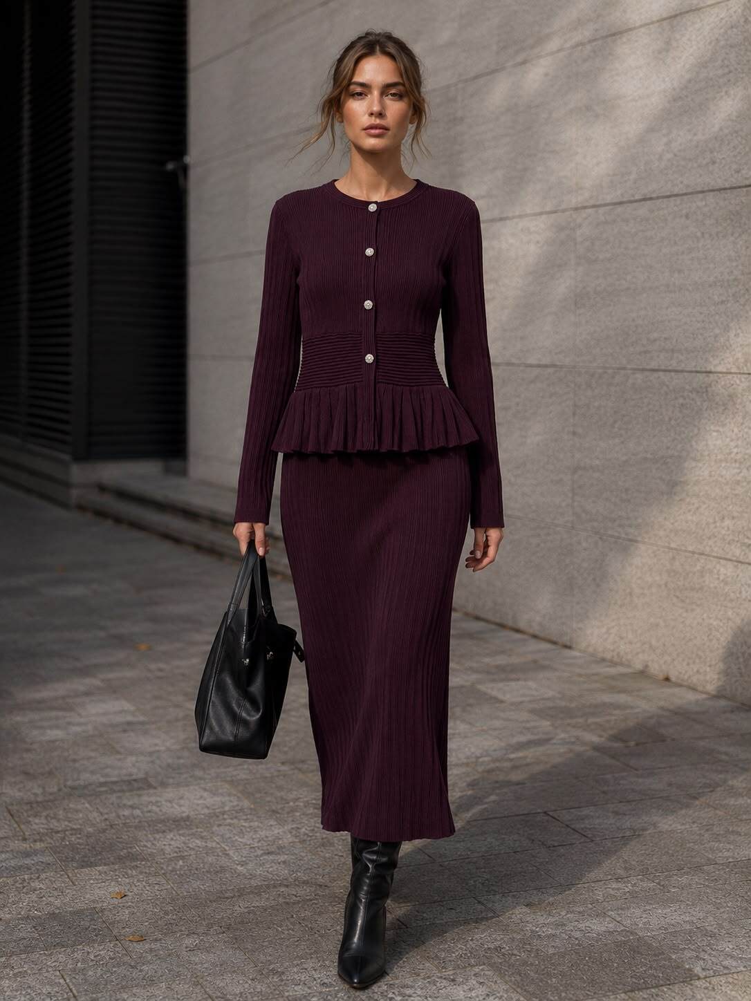 Wholesaler Flam Mode - Knit set with cardigan and long skirt
