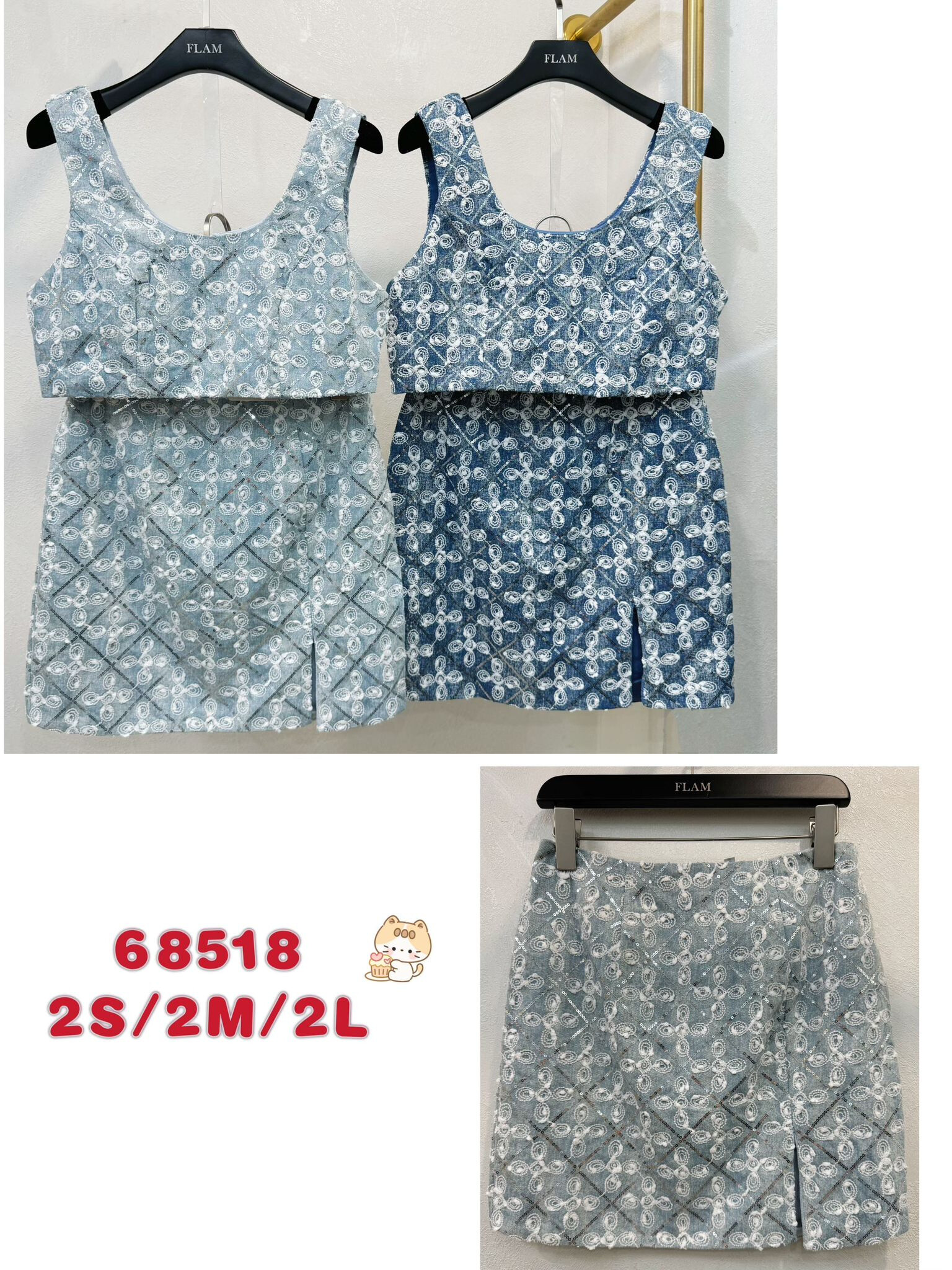 Grossista Flam Mode - Completo in denim con paillettes