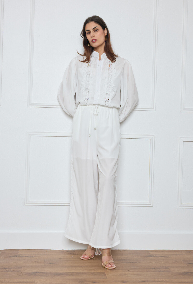 Wholesaler Flam Mode - Set with lace details, composed of a shirt and pants
