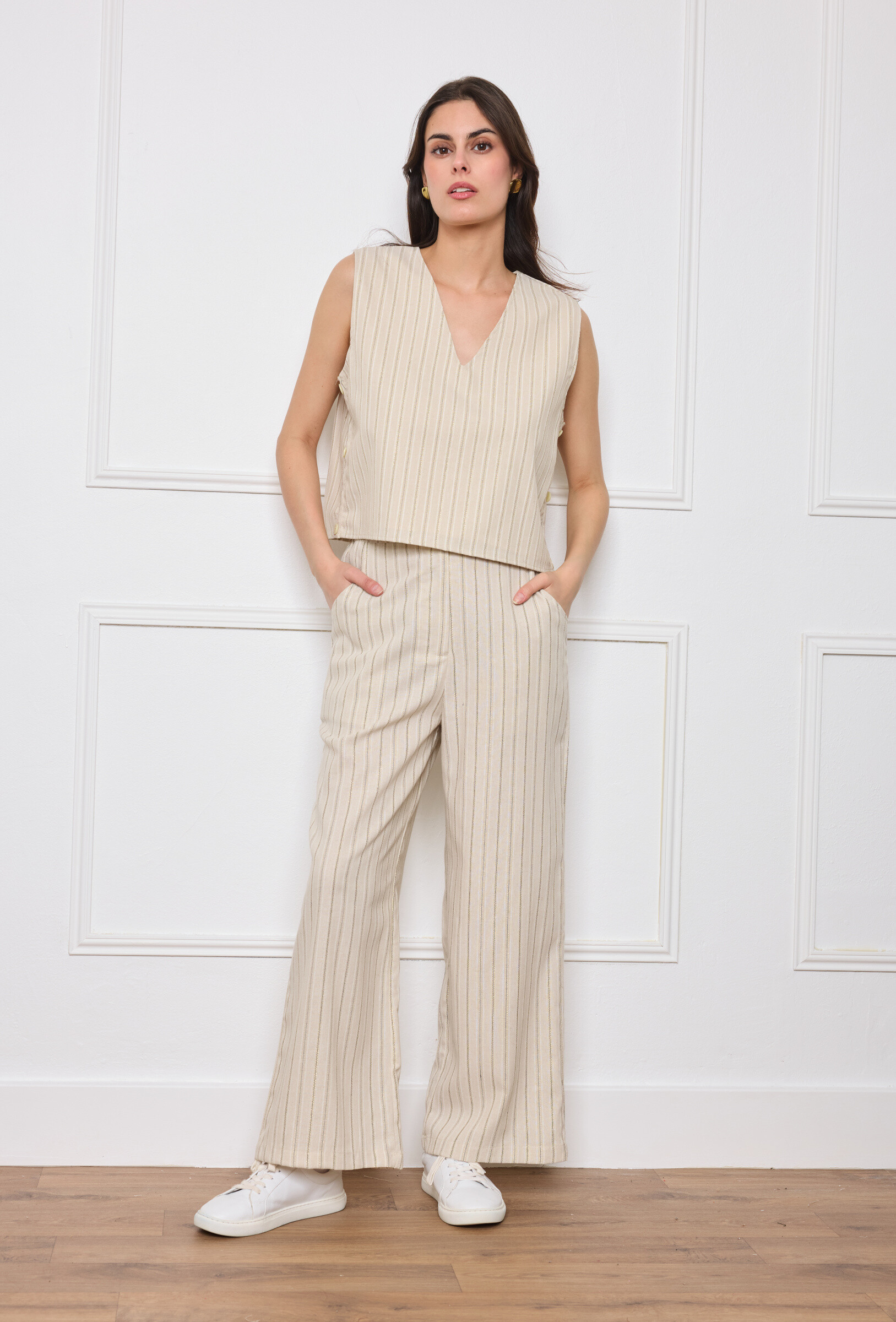 Wholesaler Flam Mode - Elegant set composed of a sleeveless top and matching pants