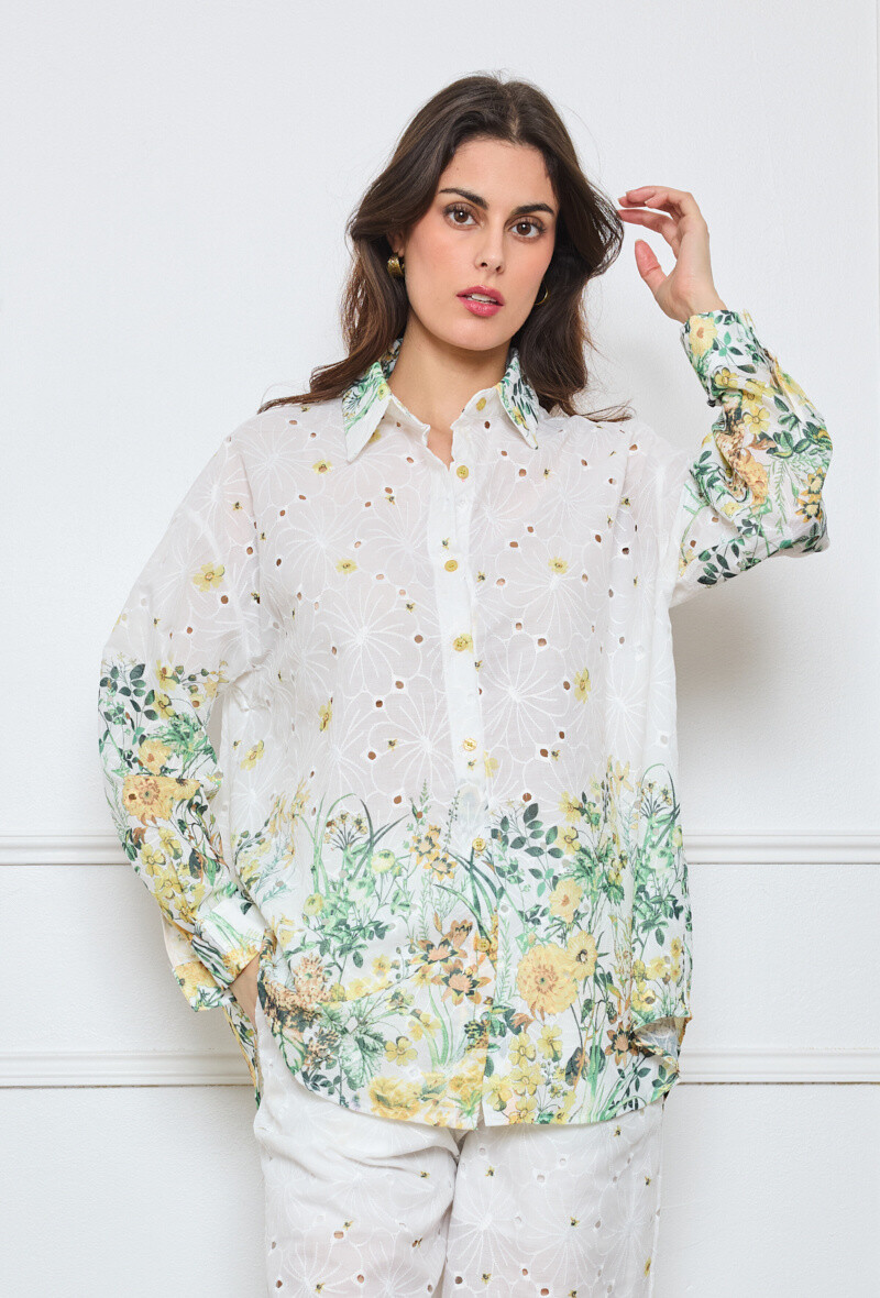 Wholesaler Flam Mode - Degraded floral print shirt and pants