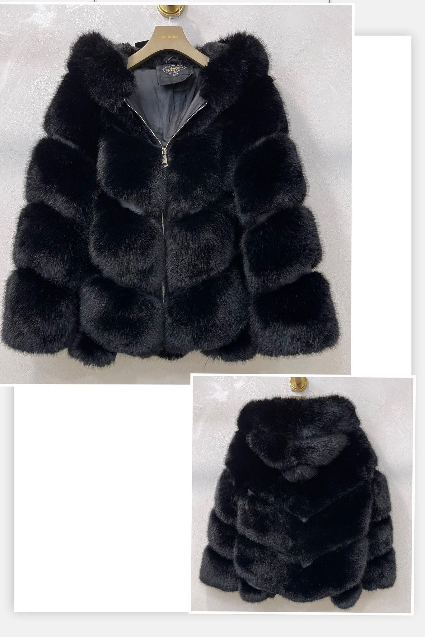 Grossiste Flam Mode - Manteau fausse fourrure à capuche