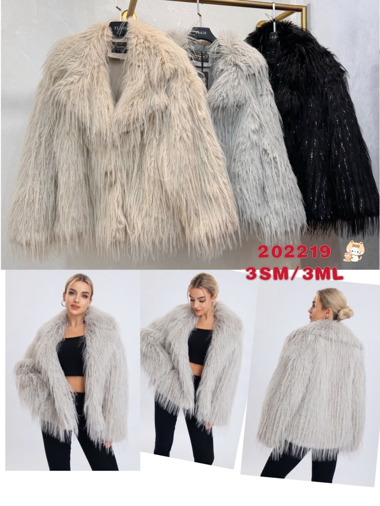 Wholesaler Flam Mode - Long-haired faux fur coat
