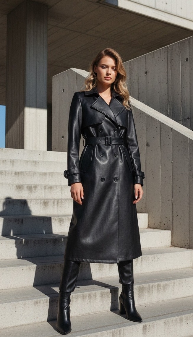 Großhändler Flam Mode - Langer, taillierter Trenchcoat mit zeitlosem, klassischem Schnitt