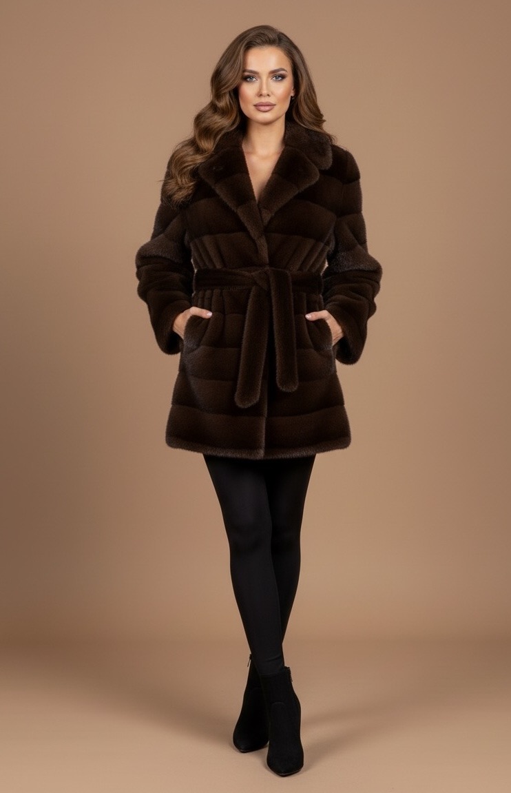 Grossiste Flam Mode - Veste fausse fourrure ceinturée