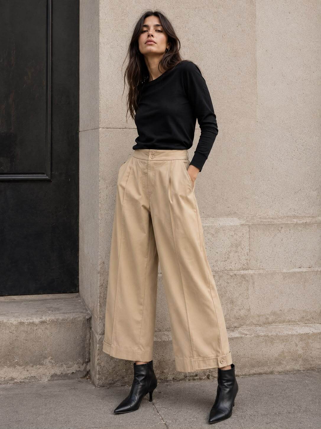 Grossista Flam Mode - Pantaloni larghi con dettagli di bottoni