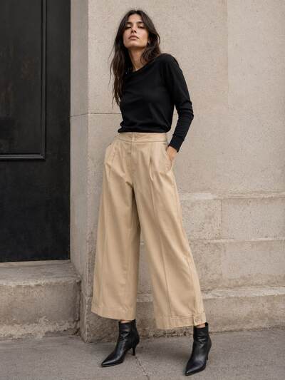 Mayorista Flam Mode - Pantalones anchos con detalles de botones Mayorista Flam Mode - Pantalones anchos con detalles de botones