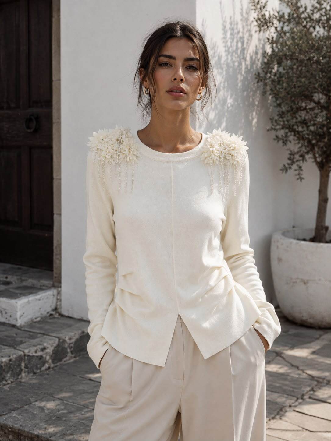 Grossiste Flam Mode - Pull à épaules ornées