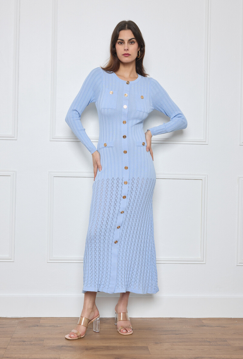 Wholesaler Flam Mode - Long swallow dress with golden buttons