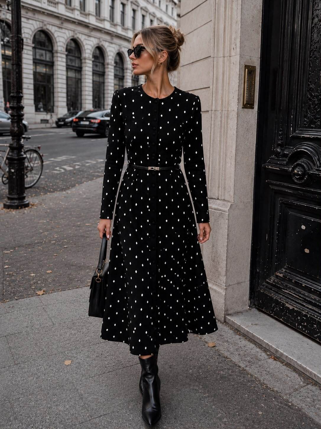Großhändler Flam Mode - Langes gepunktetes Kleid