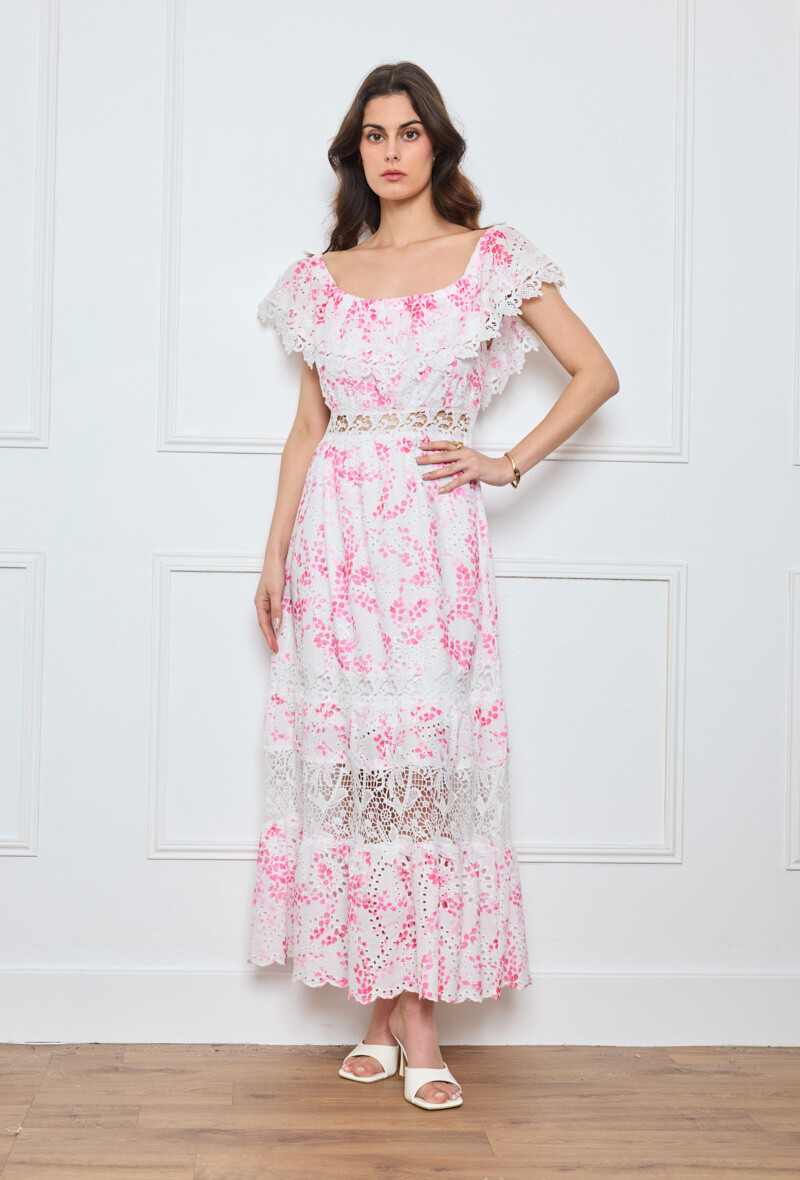 Wholesaler Flam Mode - Long lace dress and printed