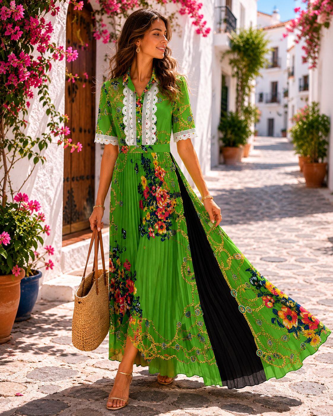 Wholesaler Flam Mode - Chic garden pleated dress