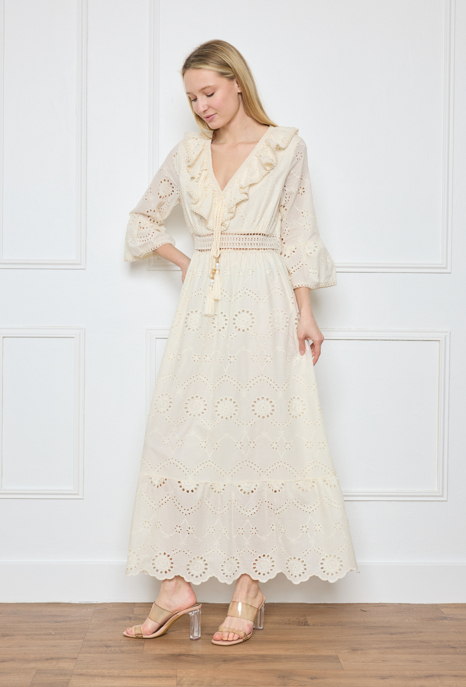 Wholesaler Flam Mode - Long -fitted dress at the waist